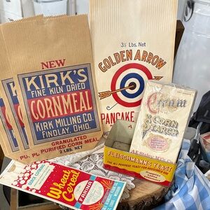Vintage Cereal, Pancake flour, cornstarch and cornmeal packaging